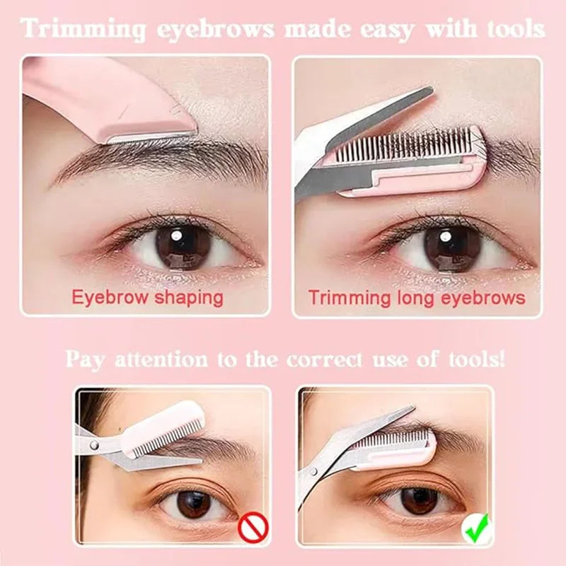 Eyebrow Trimmer Razor Scissors Comb Grooming Kit With Precision Tools