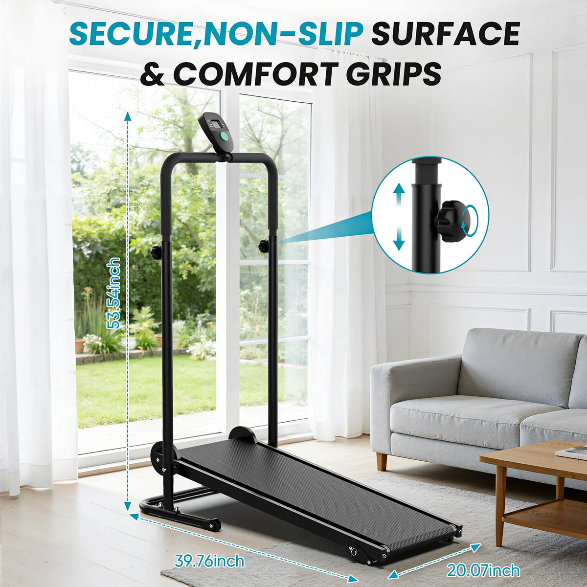 Akluer Mechanical Non Motorized Treadmill With Fixed Incline Lcd Display