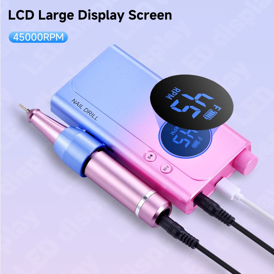 Cosprysmal Rechargeable Nail Drill With LCD Display For Manicure Pedicure