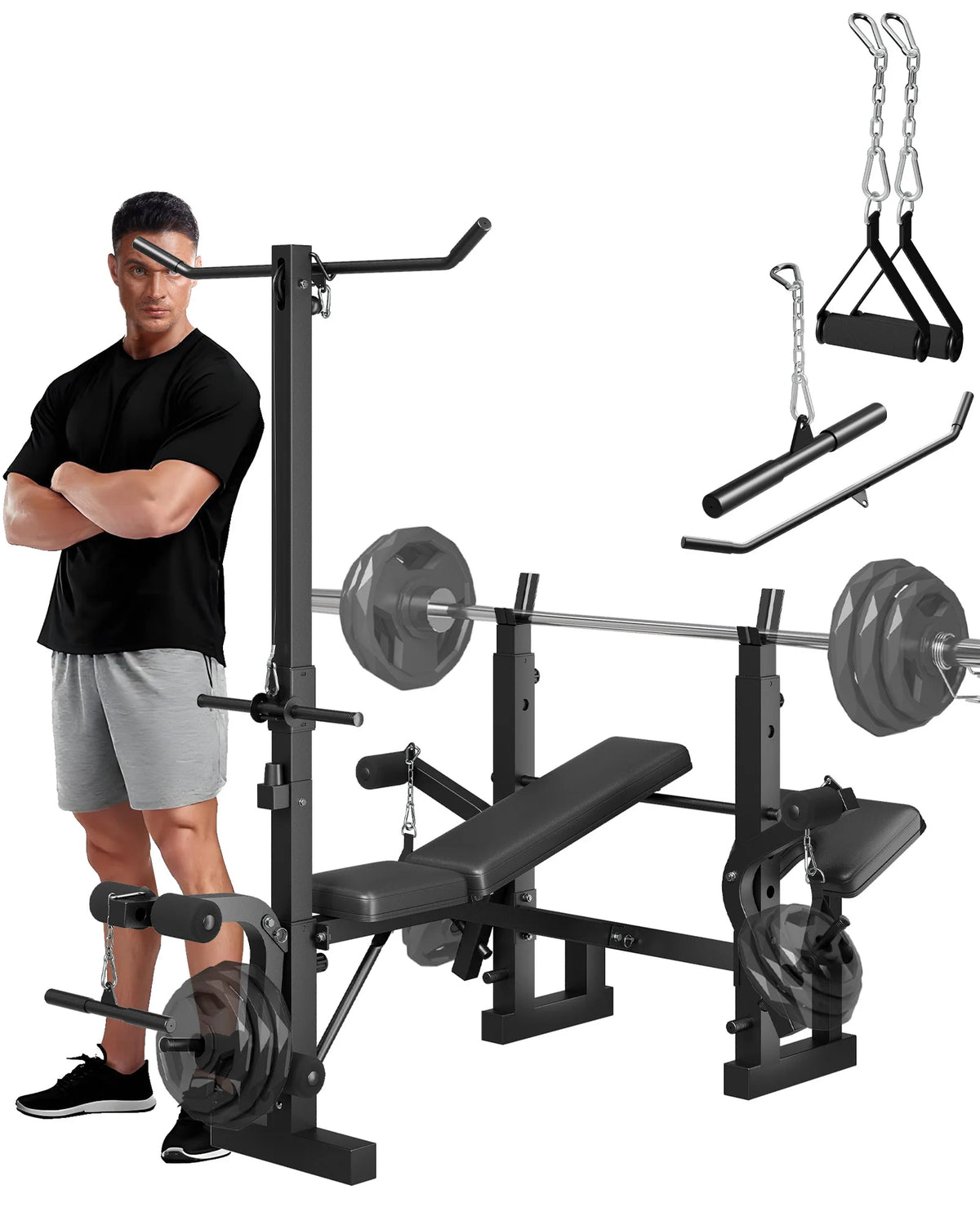 HiMISS Adjustable Foldable Weight Bench With Leg Developer Panel