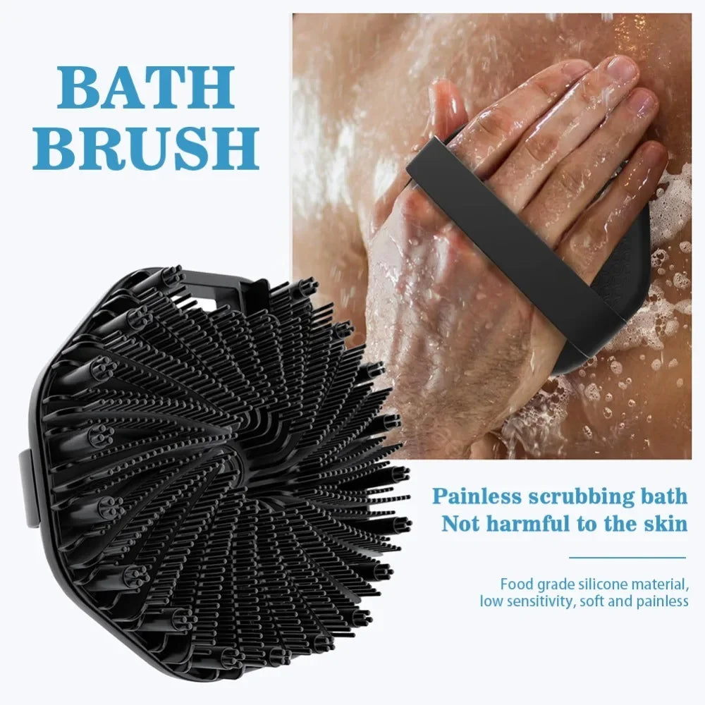 Soft Silicone Back Brush With Handle Exfoliating Body Cleanser