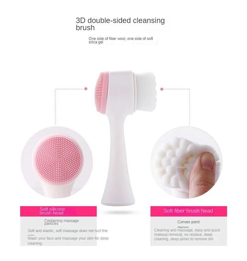 CZSAE Double Sided Silicone Facial Cleansing Exfoliating Brush