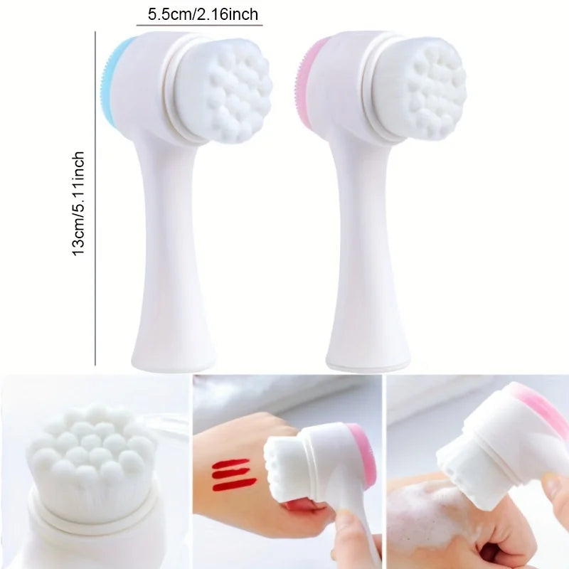 CZSAE Double Sided Silicone Facial Cleansing Exfoliating Brush