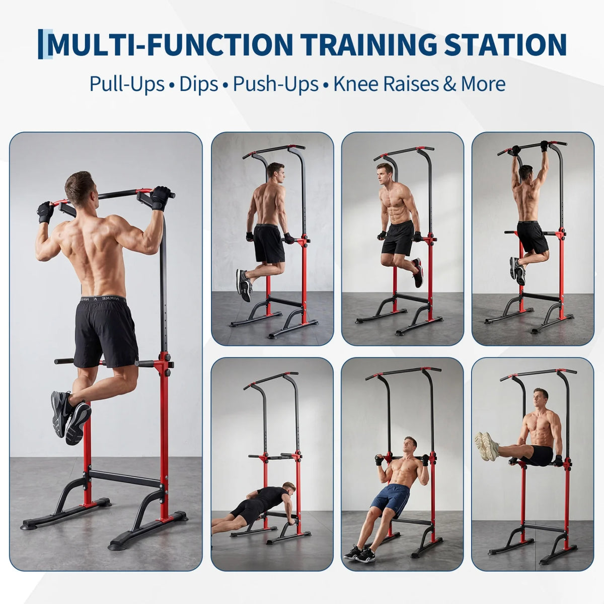 HiMiss Adjustable Power Tower With Dip Station For Home Workouts