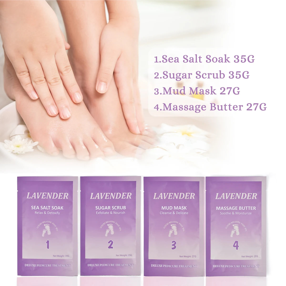 Four Step Spa Pedicure Kit Herbal Foot Scrub Peeling Care