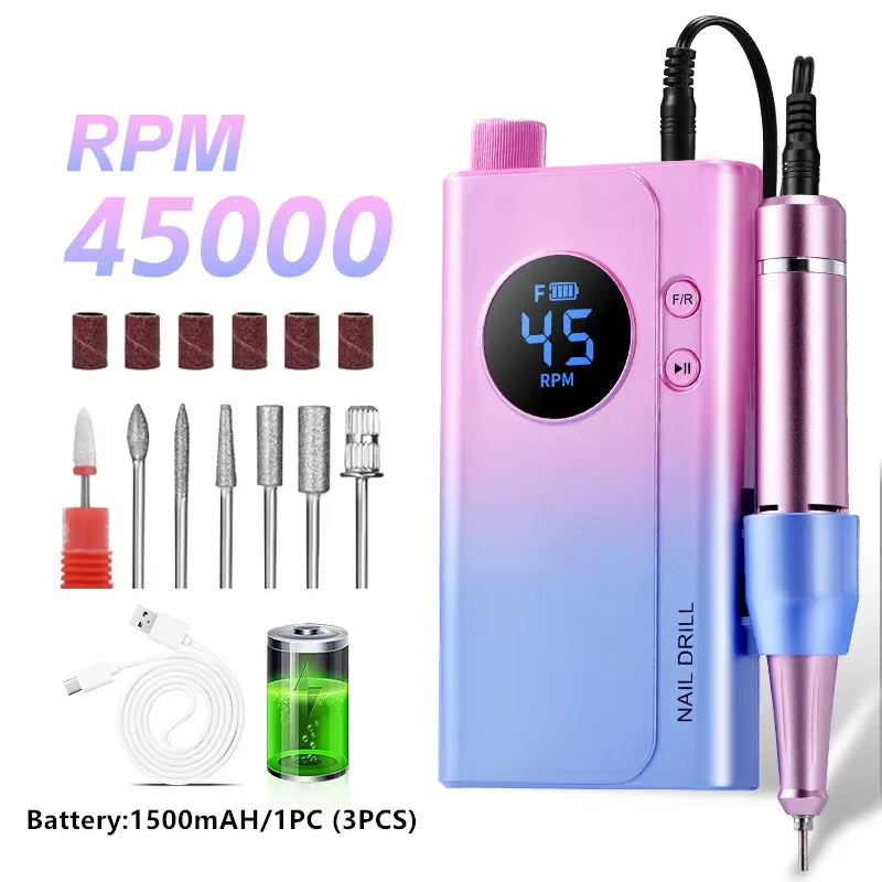 Cosprysmal Rechargeable Nail Drill With LCD Display For Manicure Pedicure