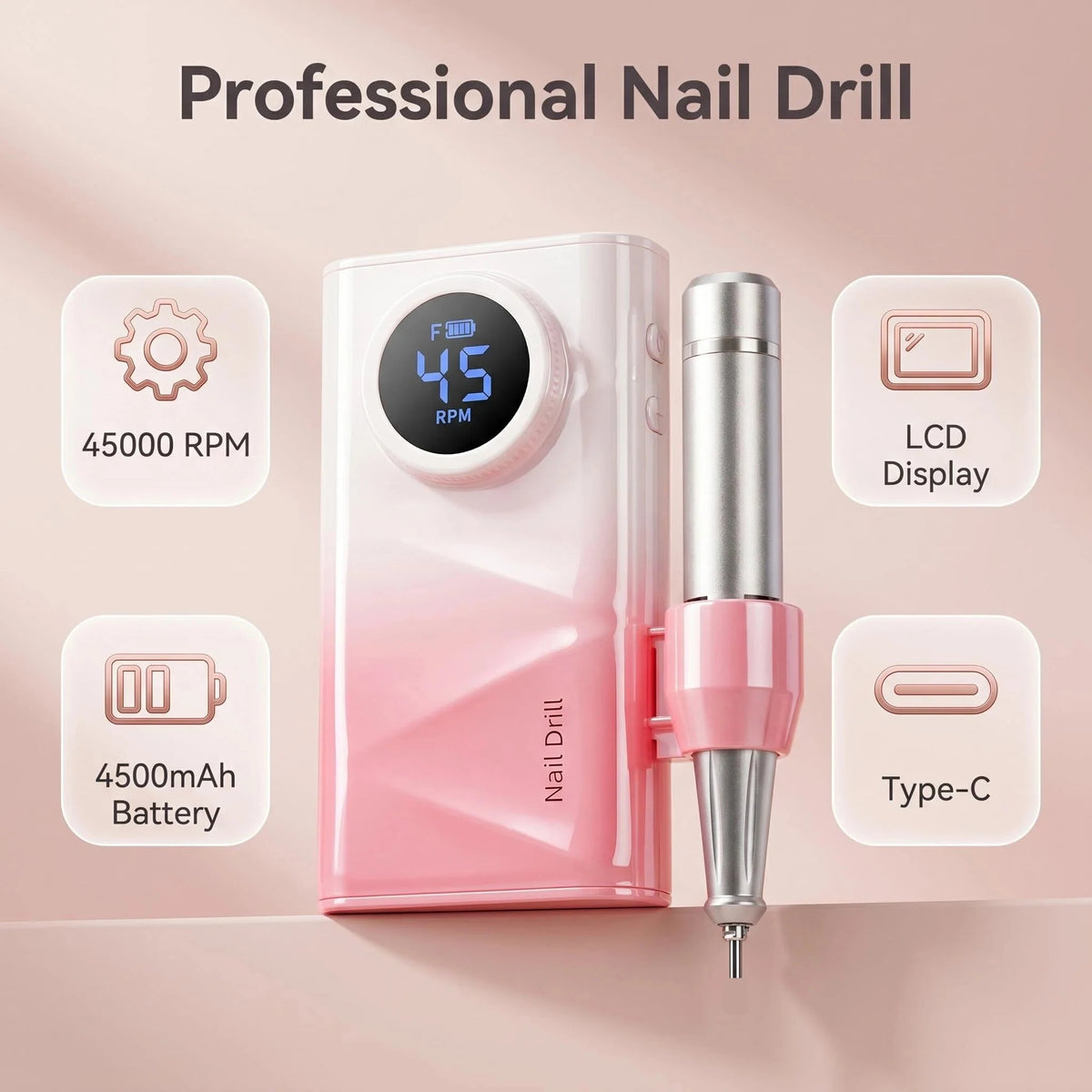 Cosprysmal Professional Cordless Nail Drill With LCD Display