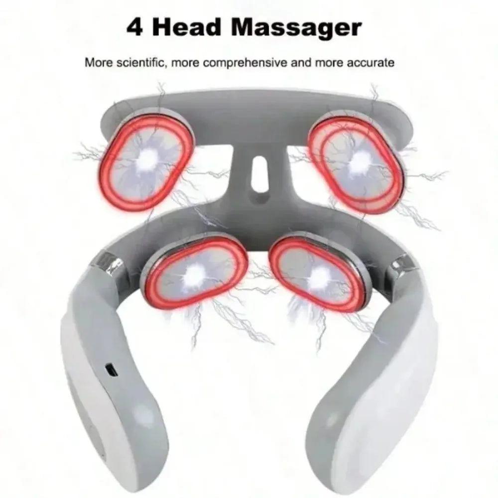 Lism Adjustable Four Head Heating Neck Massager With Usb Charging