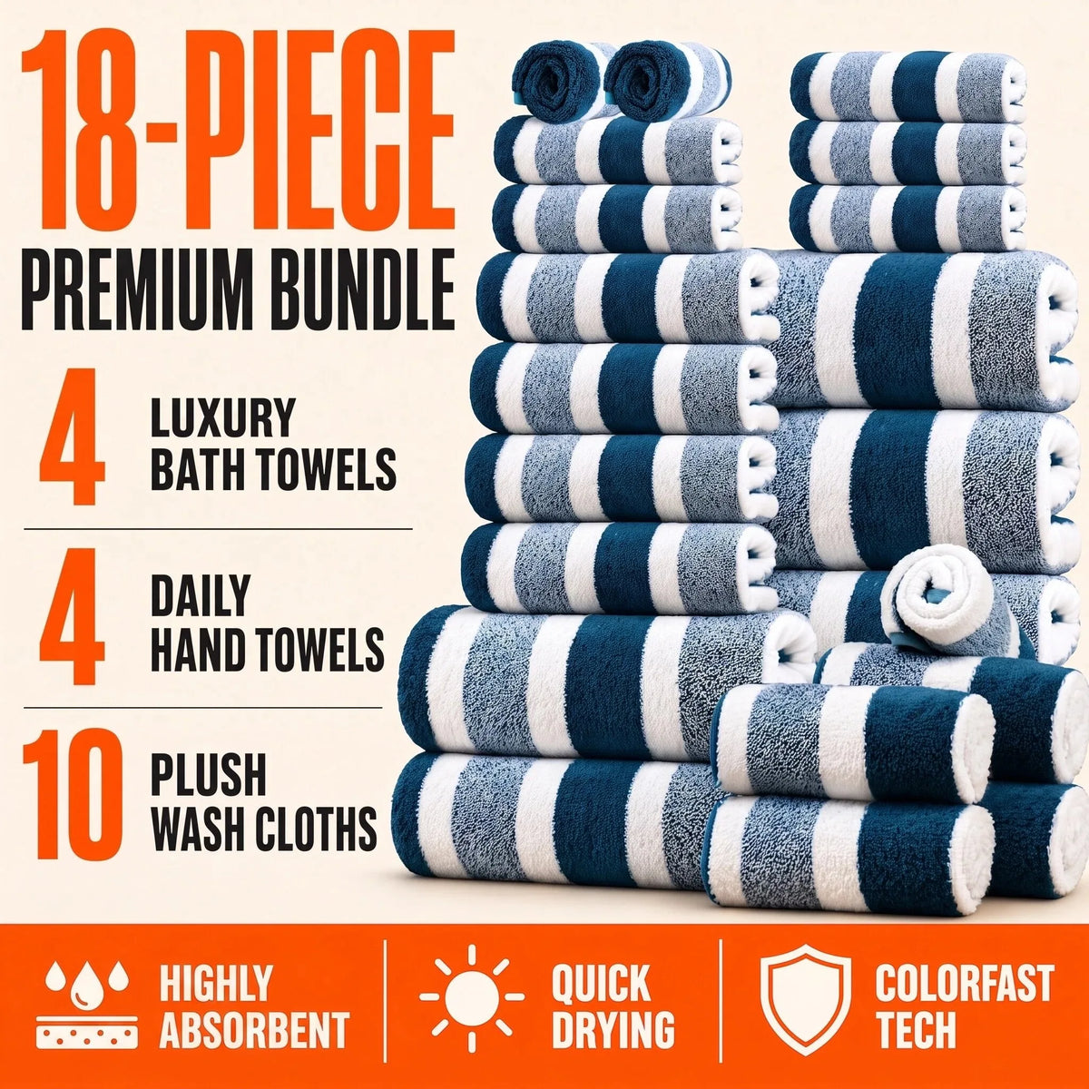 Super Absorbent Plush Bath Towels Set For Bathroom Comfort