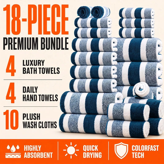 Super Absorbent Plush Bath Towels Set For Bathroom Comfort
