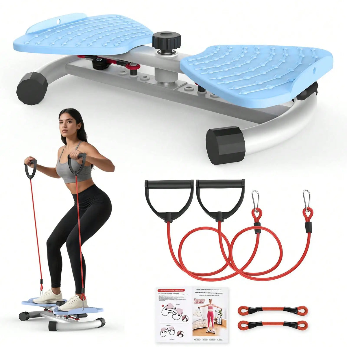 Homhut Adjustable Resistance Twist Stepper With Resistance Bands