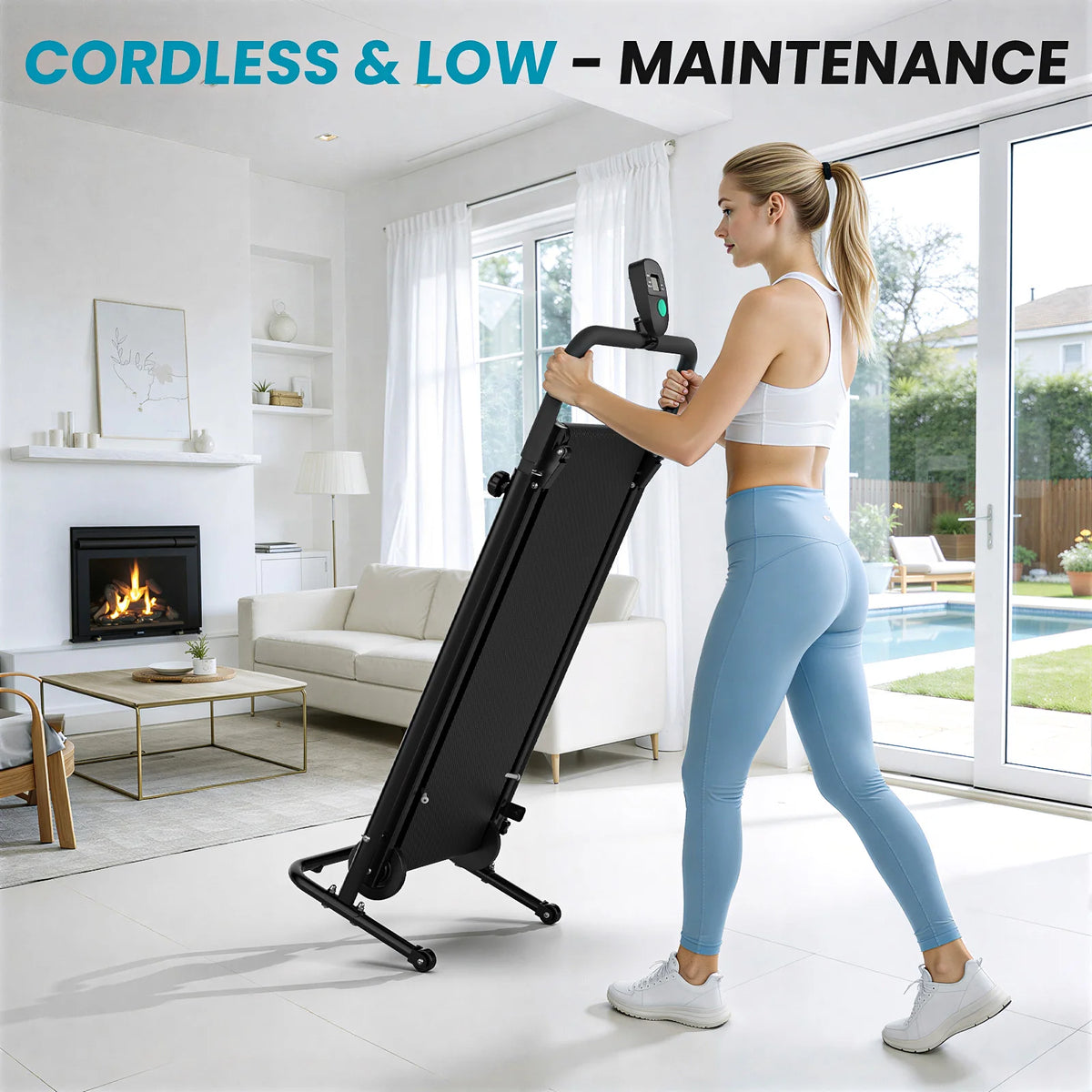 Akluer Mechanical Non Motorized Treadmill With Fixed Incline Lcd Display
