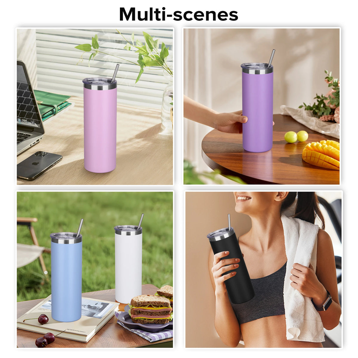 Fastsub Powder Coated Stainless Steel Insulated Tumbler With Straw