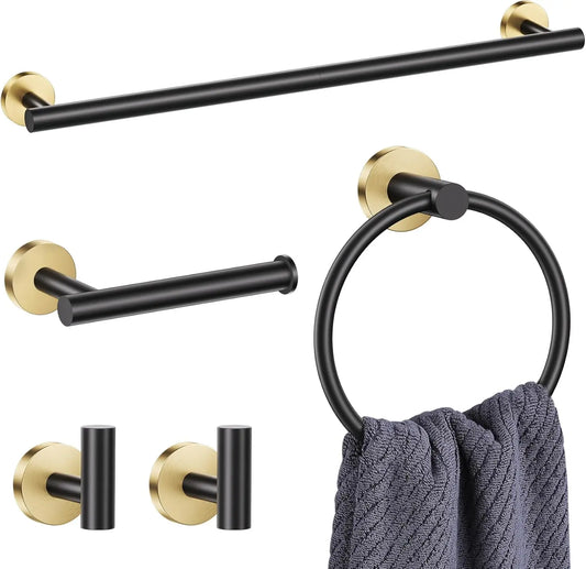 Wall Mounted Bathroom Hardware Set Towel Bar Ring And Hook