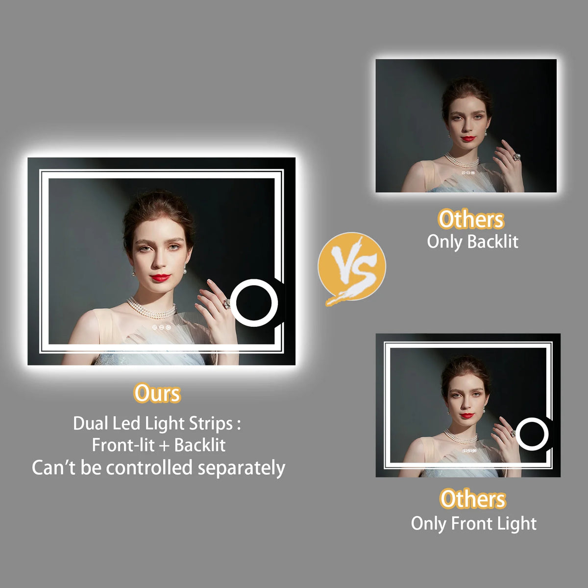 Borwart Fogless Led Bathroom Mirror With Magnifying Glass