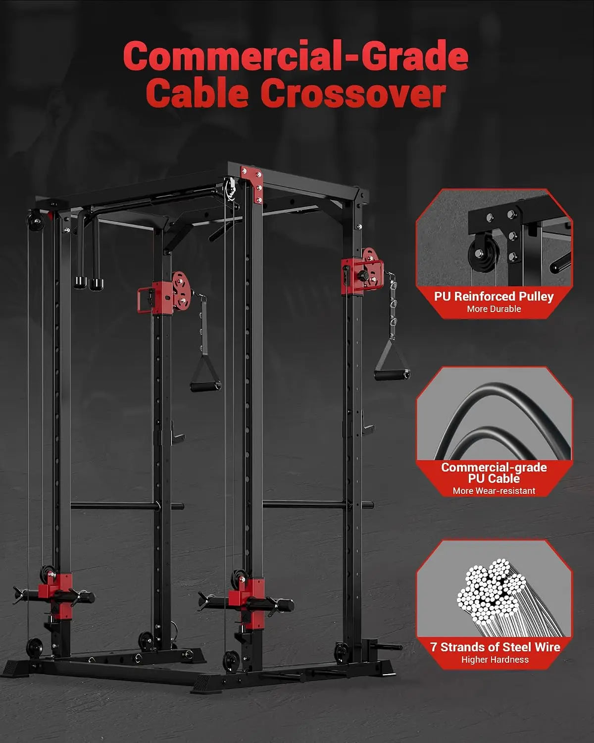 Tacleekii Multifunctional Power Rack With Dual Pulley System