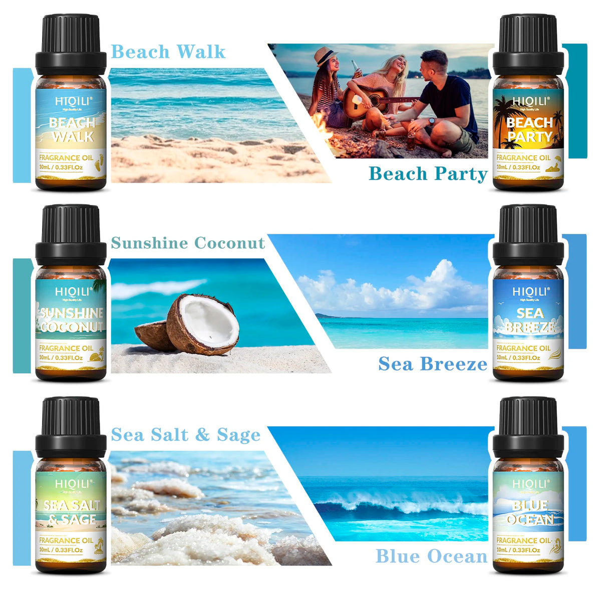HIQILI 6 Piece Fragrance Oil Gift Set For Aromatherapy