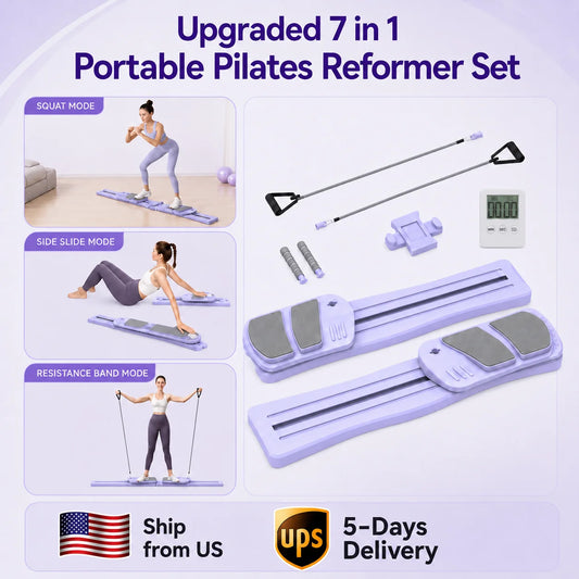 Wsuel 7-In-1 Pilates Reformer Board With Resistance Bands