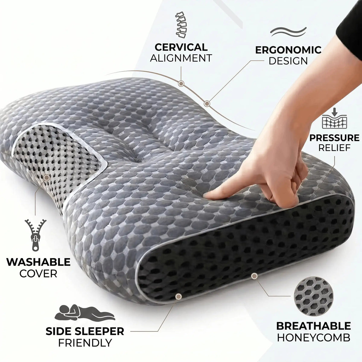 Ergonomic Massage Neck Pillow For Comfortable Sleep And Shoulder Relief