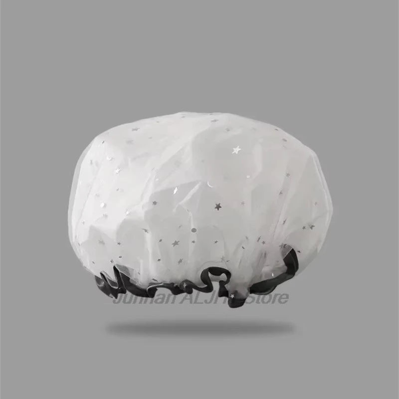 Reusable Waterproof Double Layer Pvc Shower Cap For Bathroom Use