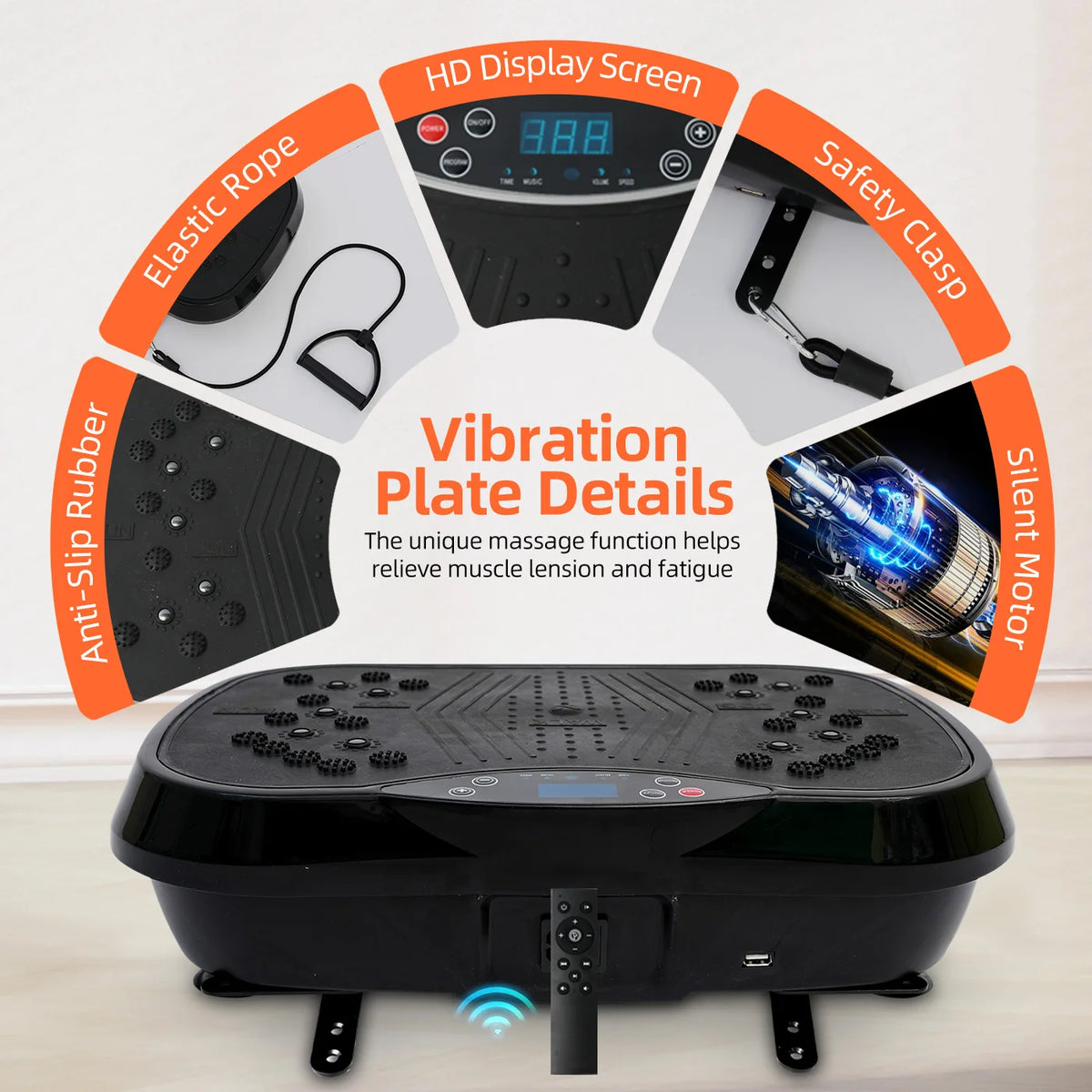 Portable Full Body Vibration Plate Exercise Machine Bluetooth Remote