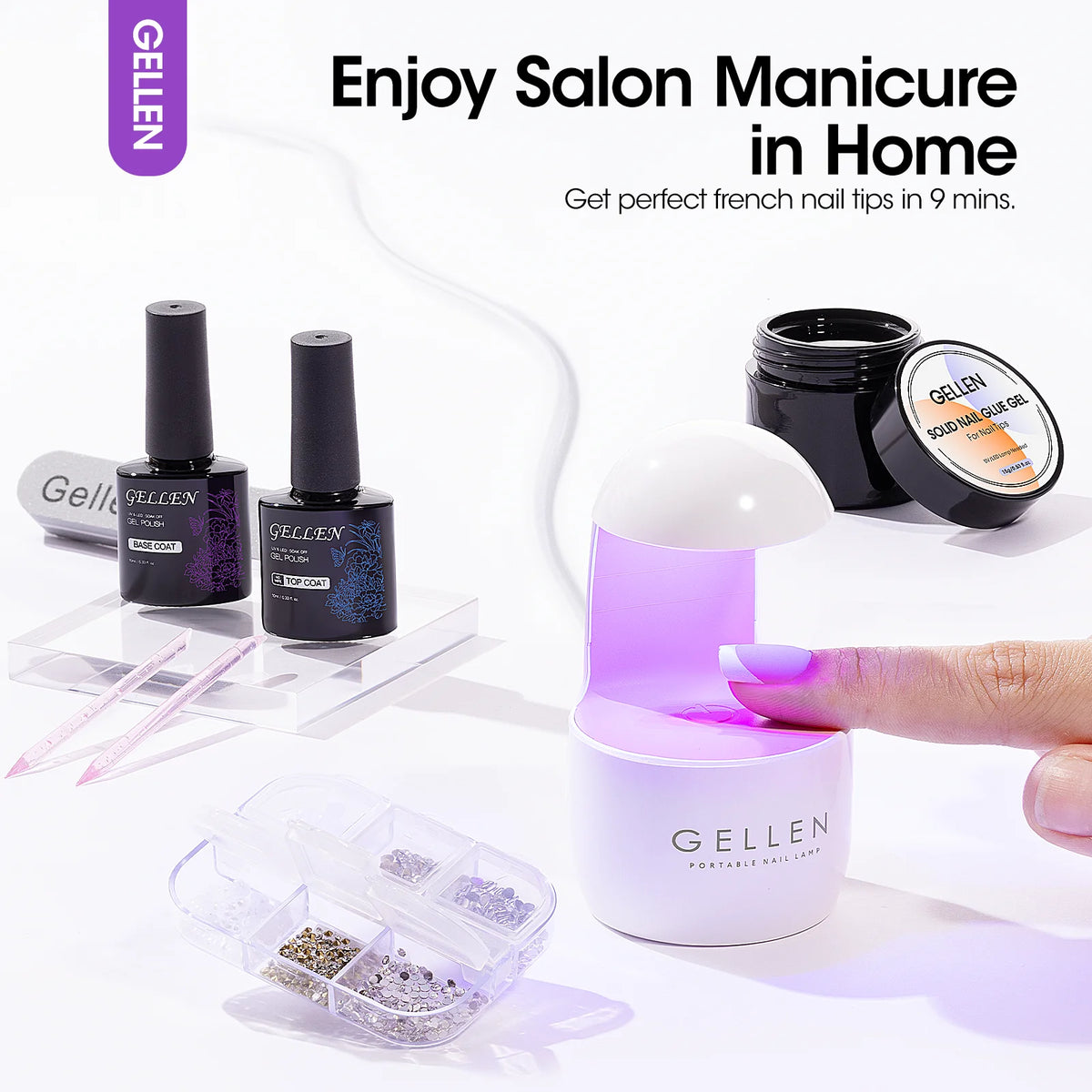 GELLEN Press On Nail Kit With UV Lamp Gel Manicure