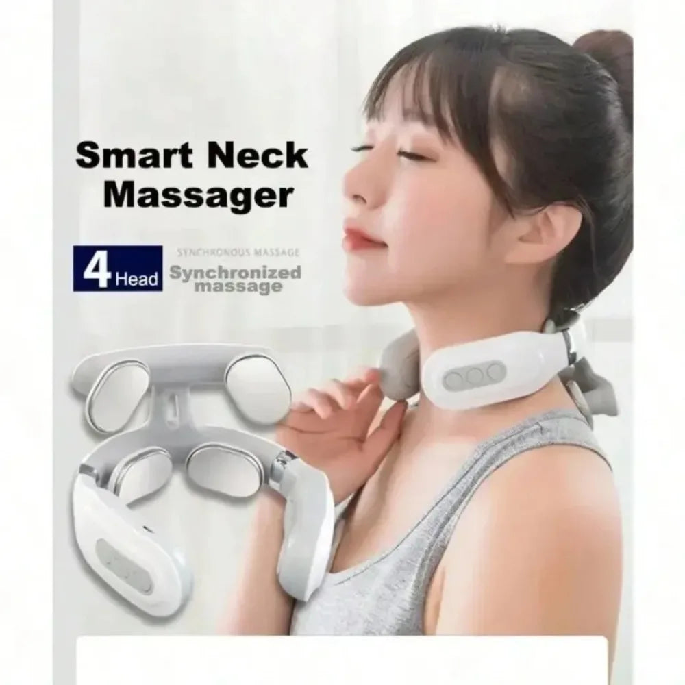 Lism Adjustable Four Head Heating Neck Massager With Usb Charging