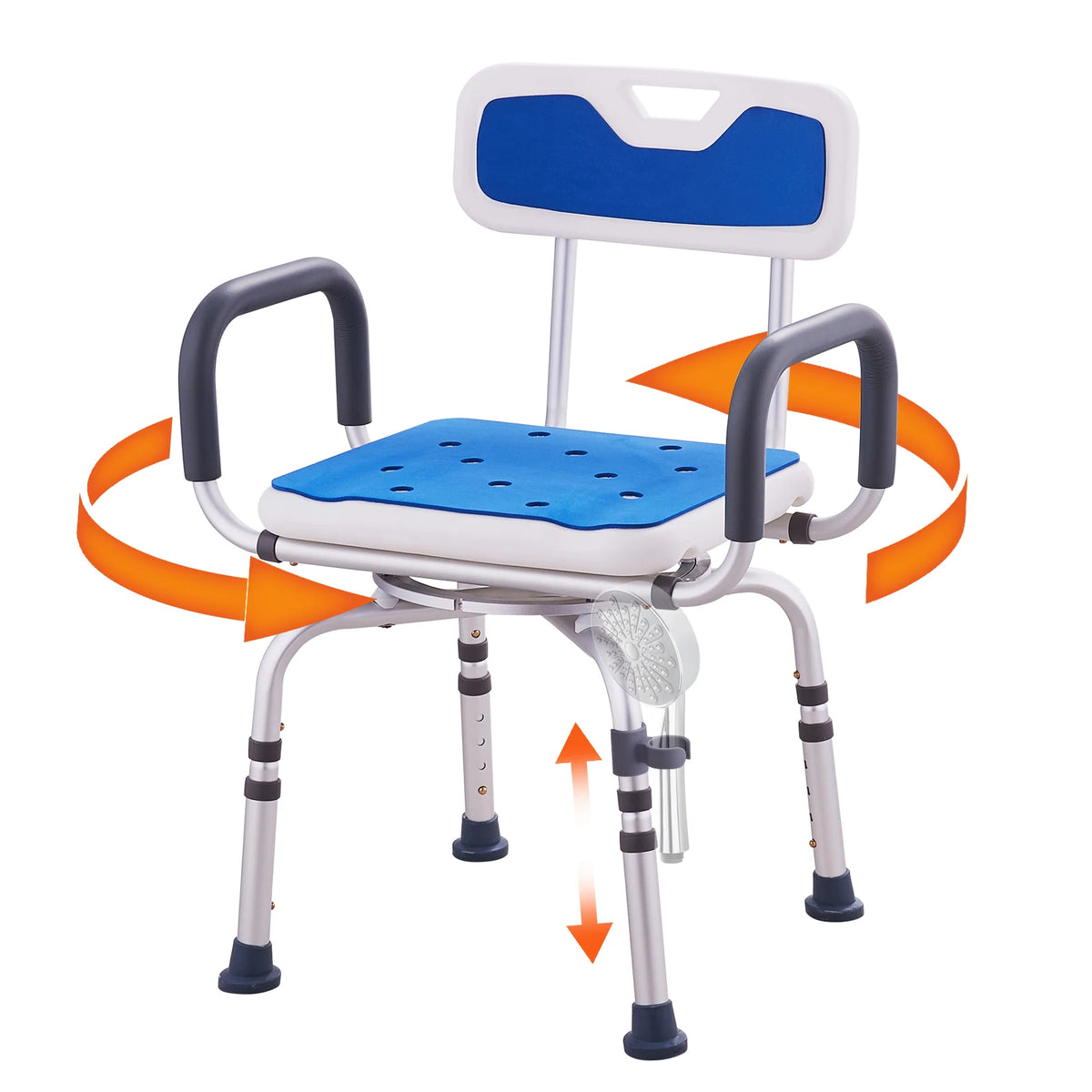 SucceBuy Swivel Shower Chair With Armrest And Backrest For Bathtub