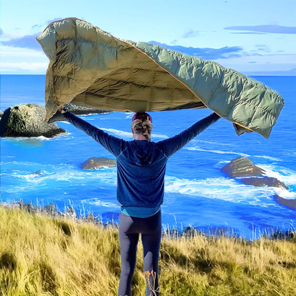 Lightweight Puffy Camping Blanket Down Alternative Warm Waterproof Quilt
