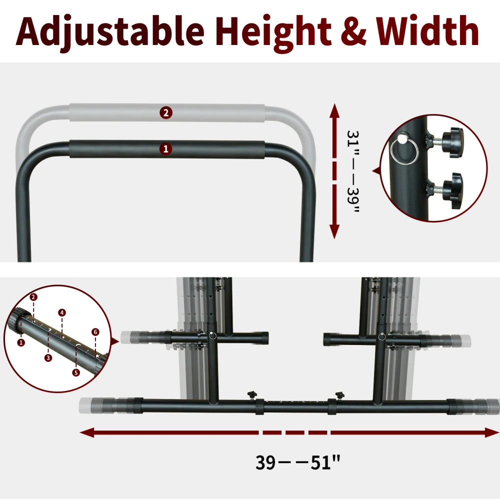 Adjustable Power Tower Dip Station With Foldable Weight Bench