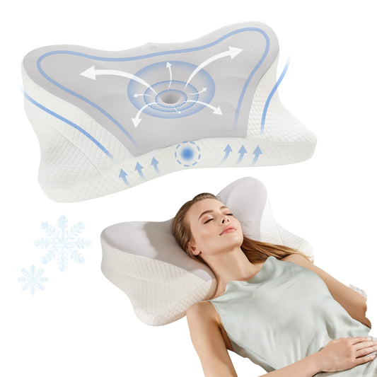 JHK Ergonomic Memory Foam Cervical Pillow With Cooling Pillowcase