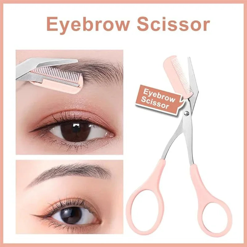 Eyebrow Trimmer Razor Scissors Comb Grooming Kit With Precision Tools