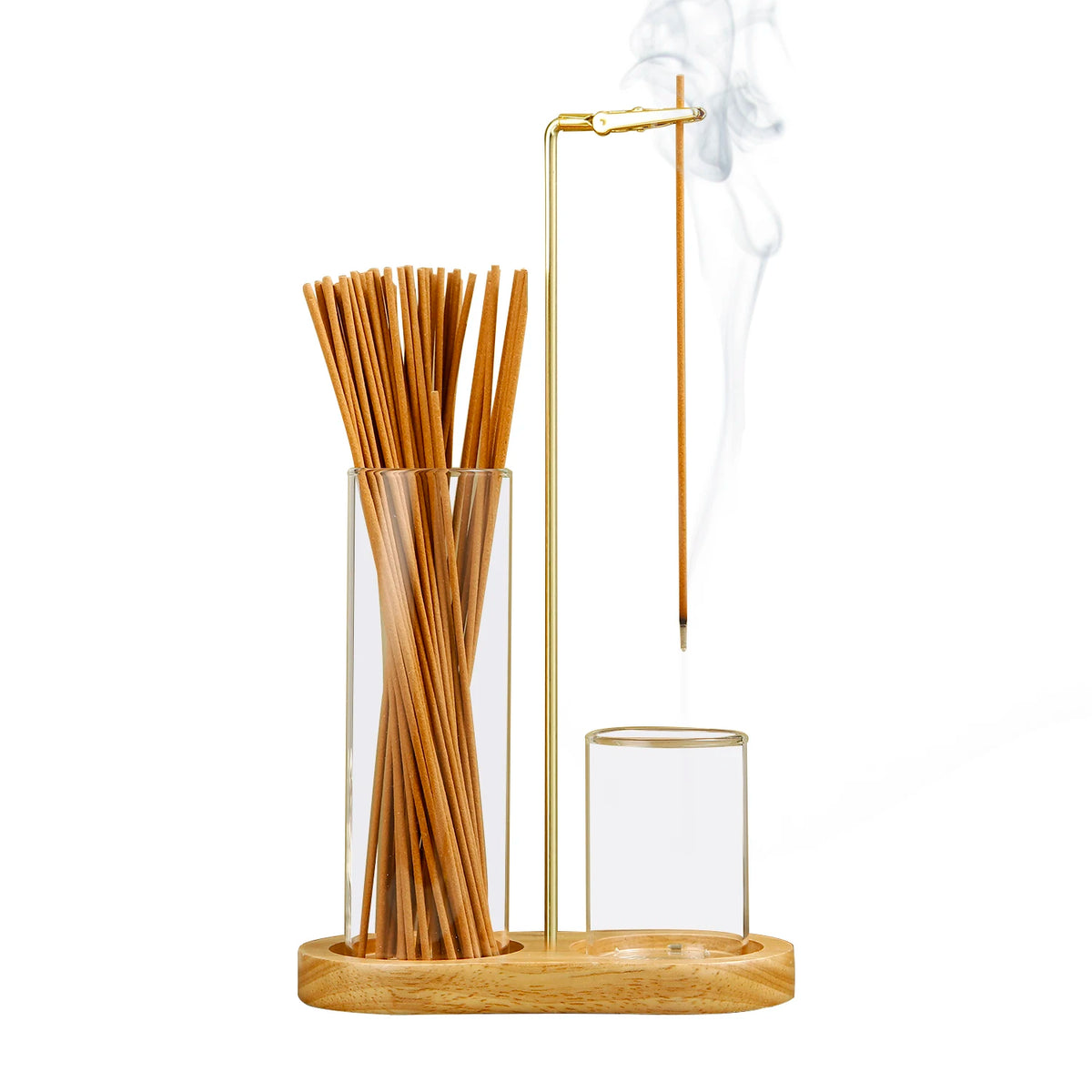 Glass 2 In 1 Incense Burner With Glass Ash Catcher Tray