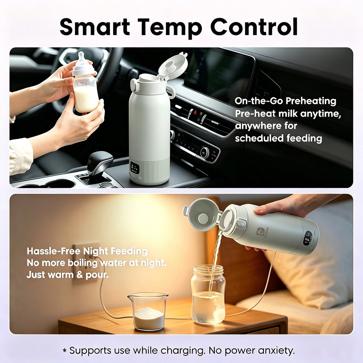 USB Rechargeable Heated Water Bottle With Digital Temperature Display