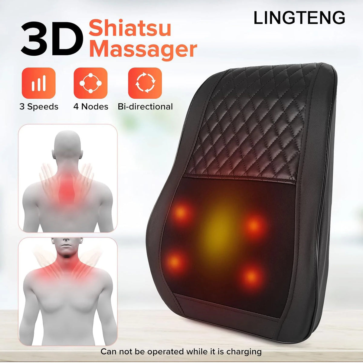 LINGTENG Heat Therapy 3D Kneading Back and Neck Massager
