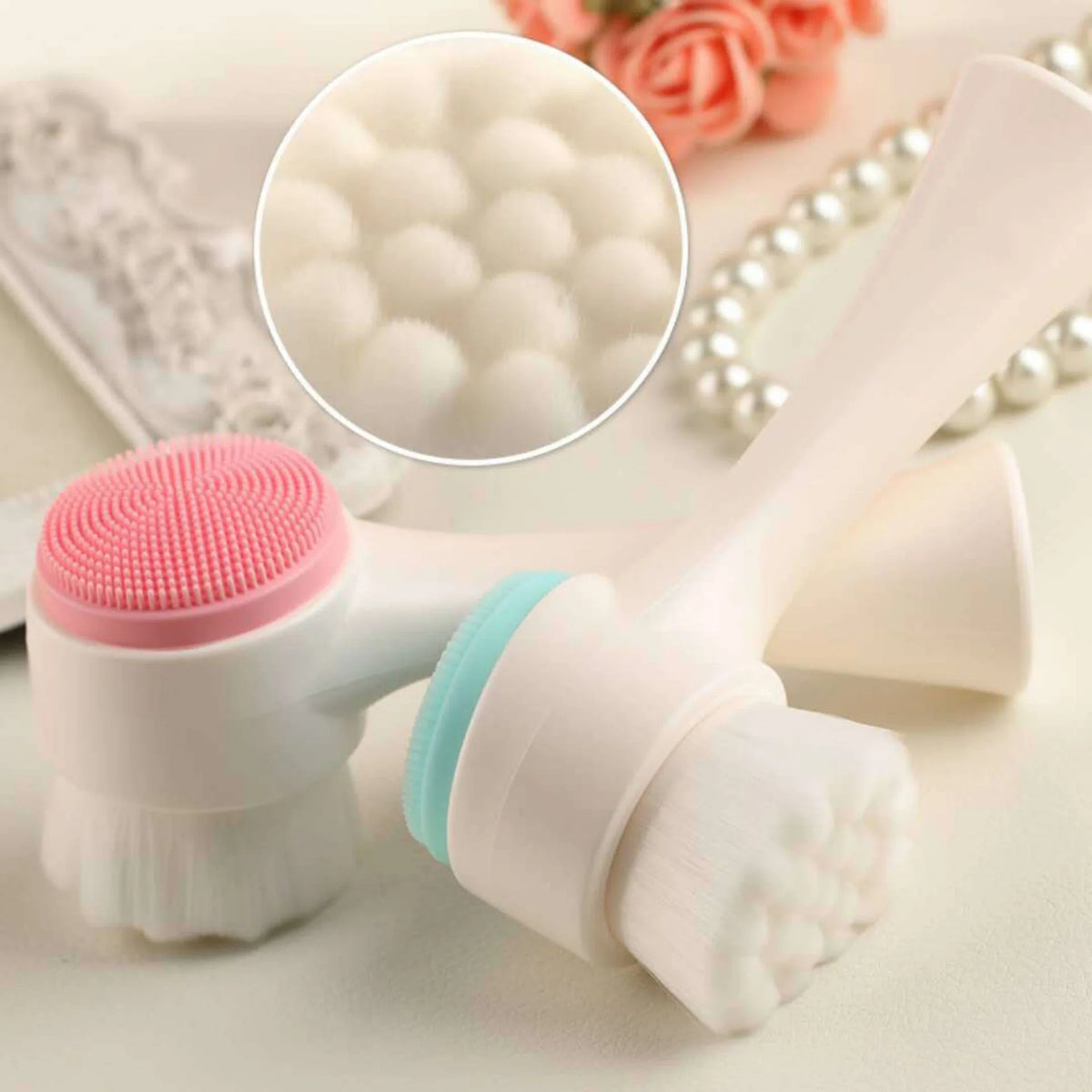 CZSAE Double Sided Silicone Facial Cleansing Exfoliating Brush