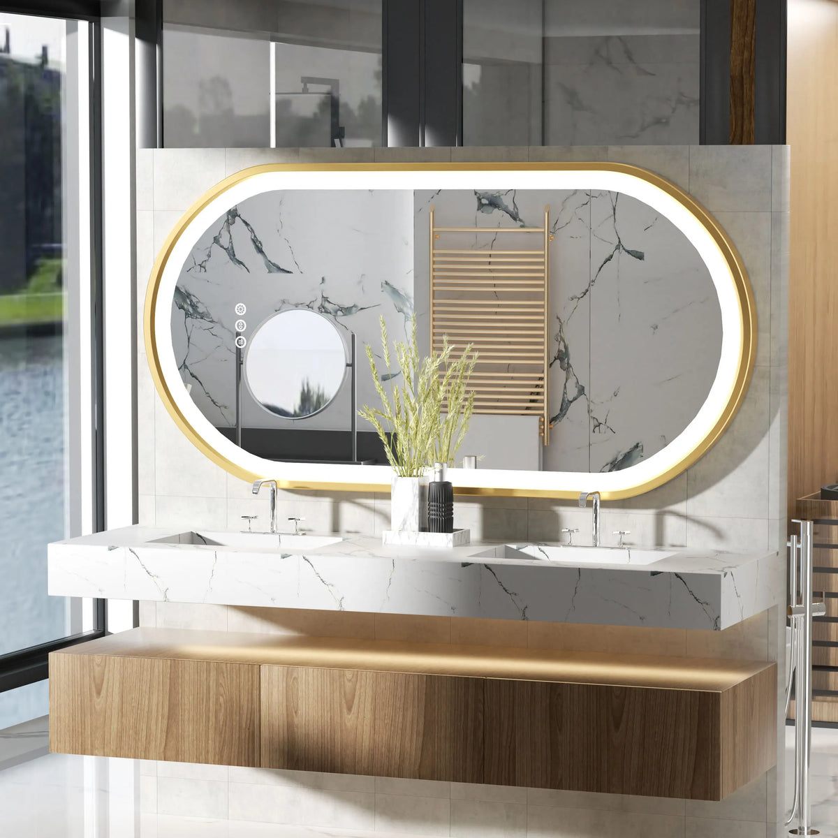 Wisfor Led Oval Bathroom Mirror With Stepless Dimmable Lighting