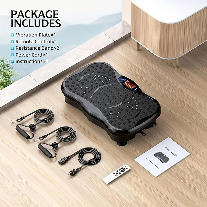 BZEQ Compact Vibration Platform With Resistance Bands For Home Fitness
