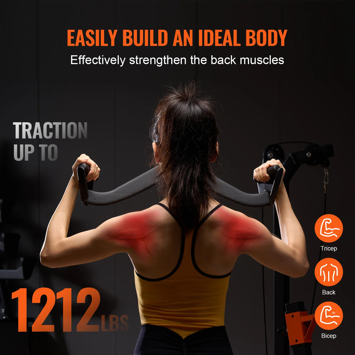 SucceBuy Lat Pulldown Bar For Cable Machine Rubber Coated Grip
