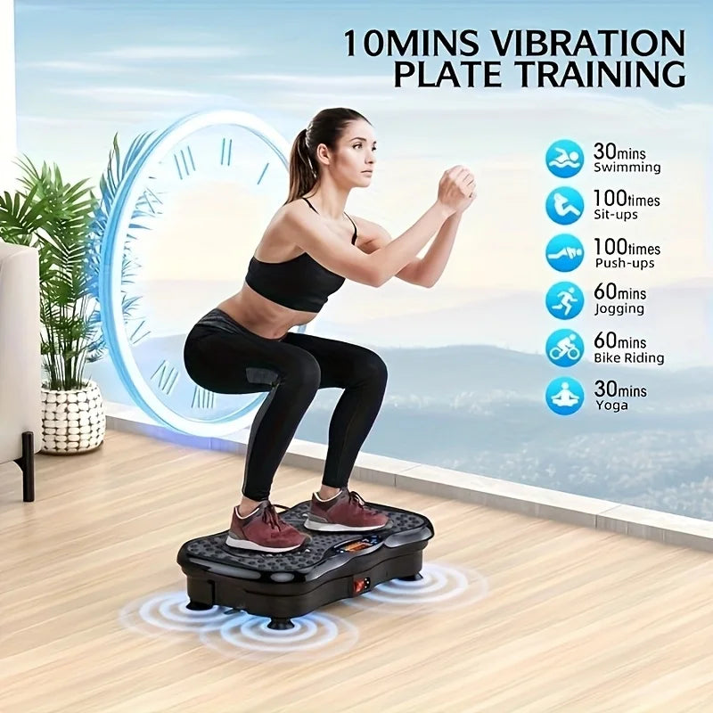 BZEQ Compact Vibration Platform With Resistance Bands For Home Fitness