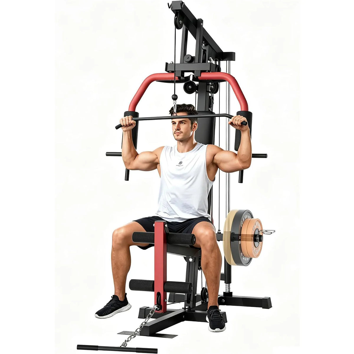 HiMiss 5-In-1 Home Gym Lat Pulldown Chest Press System