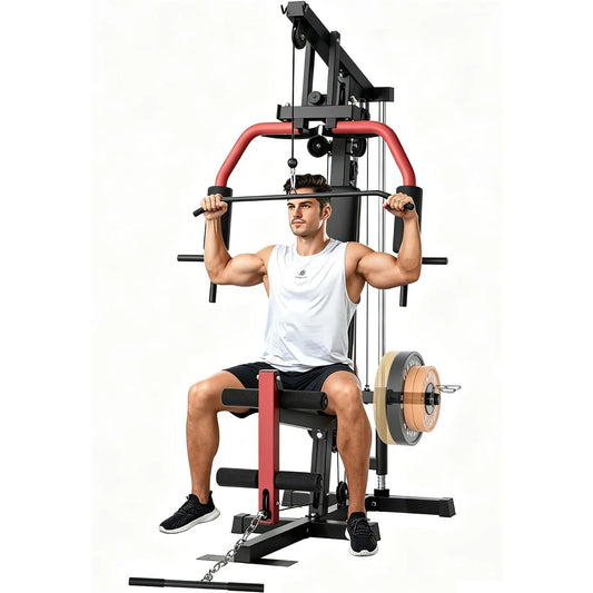 HiMiss 5-In-1 Home Gym Lat Pulldown Chest Press System