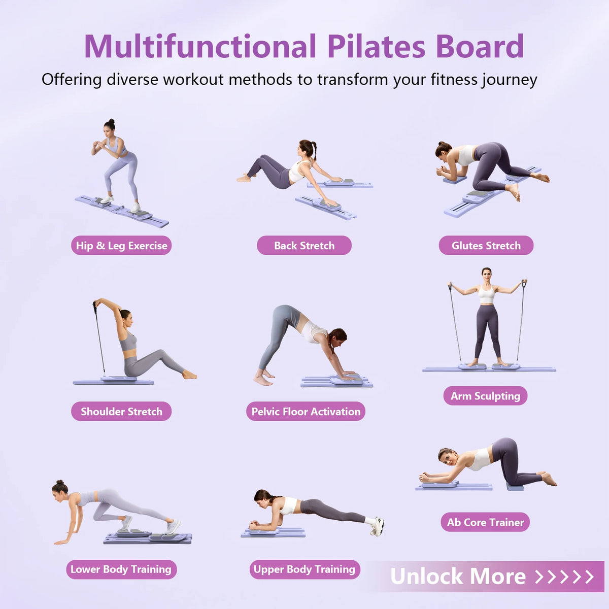 Wsuel 7-In-1 Pilates Reformer Board With Resistance Bands
