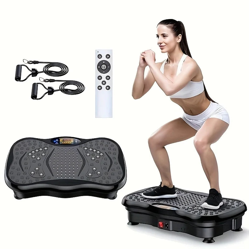 BZEQ Compact Vibration Platform With Resistance Bands For Home Fitness