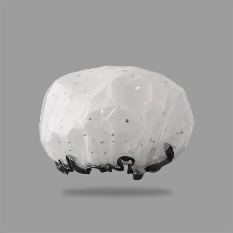 Reusable Waterproof Double Layer Pvc Shower Cap For Bathroom Use