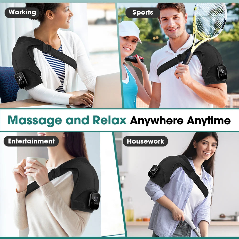 Pastsky Rechargeable Heated Shoulder Massager With Touchscreen