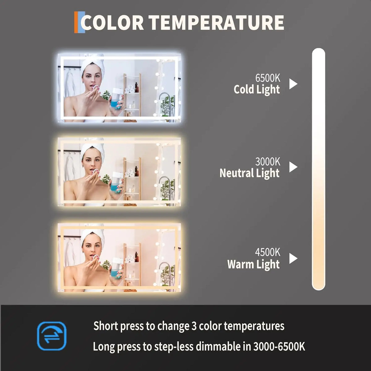 Twister Ck Led Bathroom Mirror Anti Fog Wall Mount Frameless