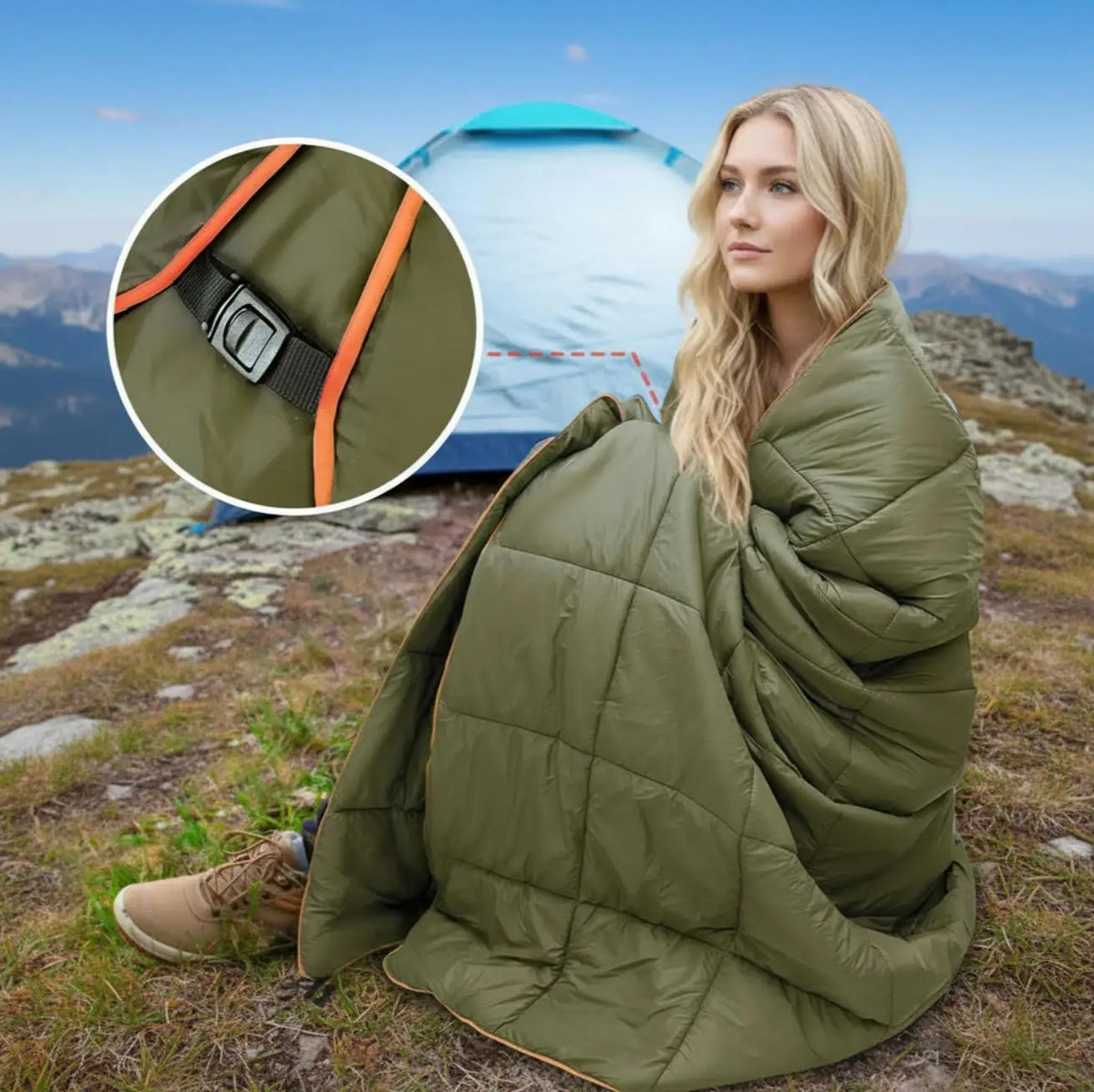 Lightweight Puffy Camping Blanket Down Alternative Warm Waterproof Quilt