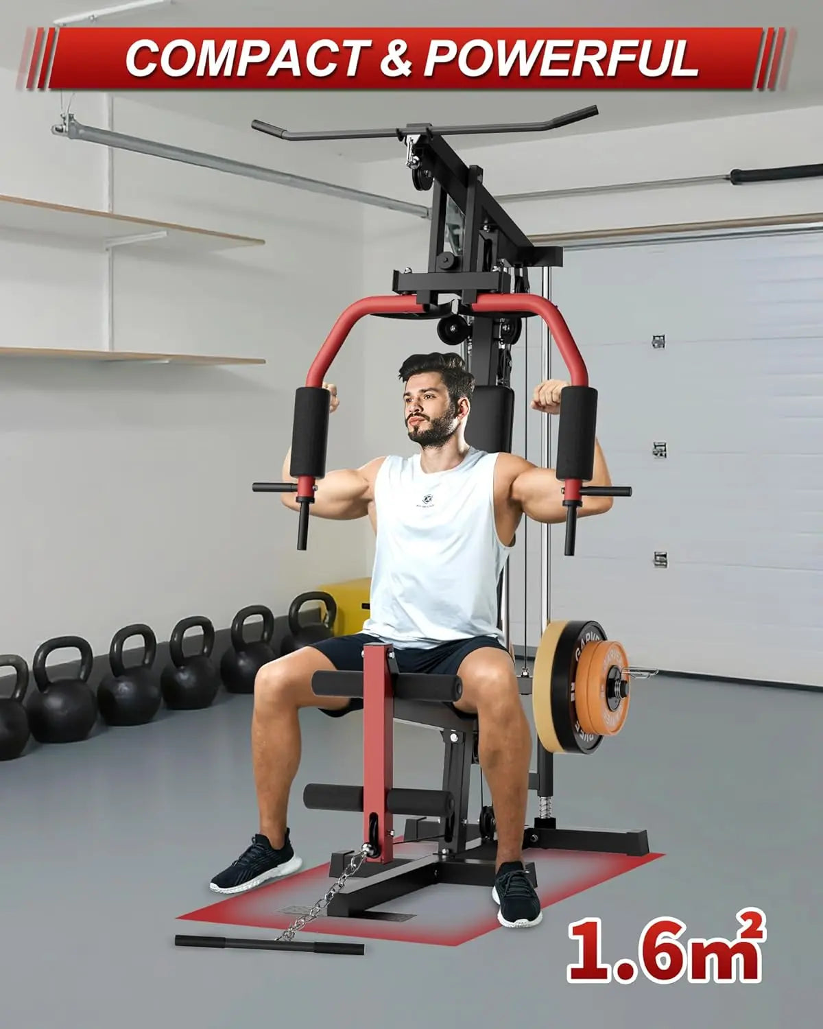 HiMiss 5-In-1 Home Gym Lat Pulldown Chest Press System