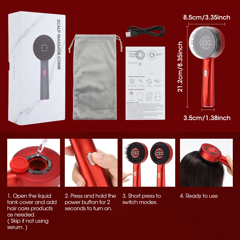 Hailicare Electric Red Light Scalp Massager Featuring Roller Balls